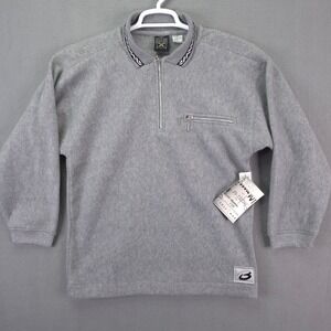 Bugle Boy Quarter Zip Fleece Pullover Gray Large Pi-Tech Vintage 90s Streetwear